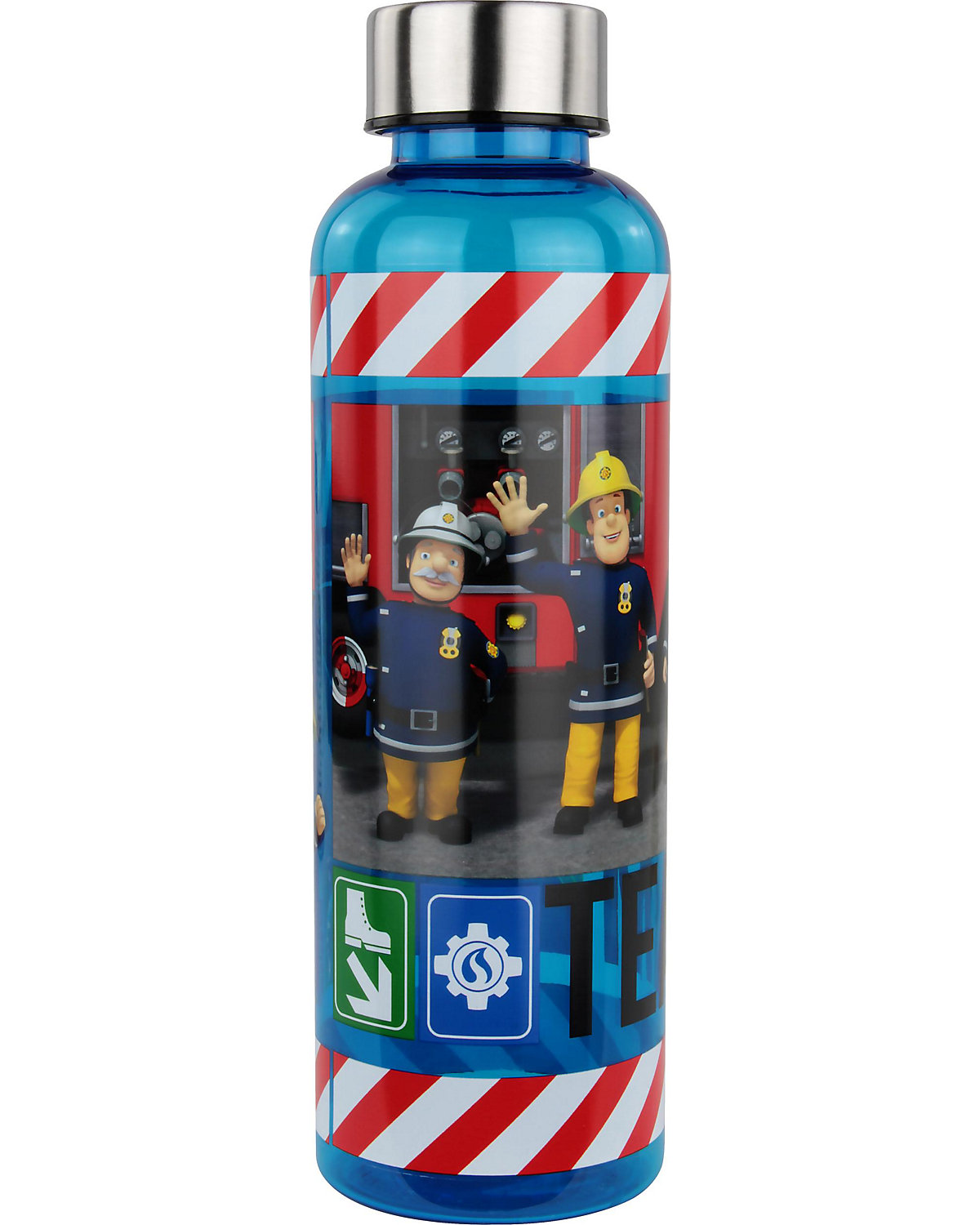 Trinkflasche Feuerwehrmann Sam mit Edelstahl-Deckel blau, 500 ml