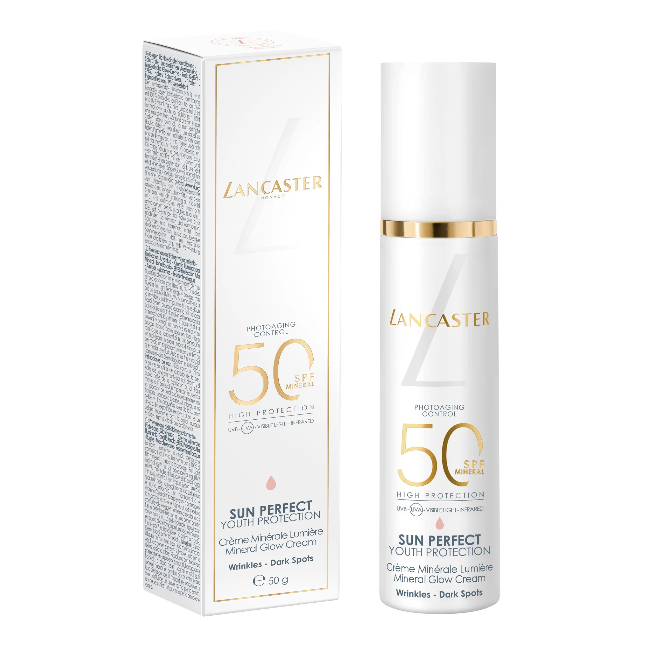 „Sun Perfect Mineral Glow Cream SPF 50“ – itin stiprią apsaugą suteikiantis veido kremas nuo saulės.