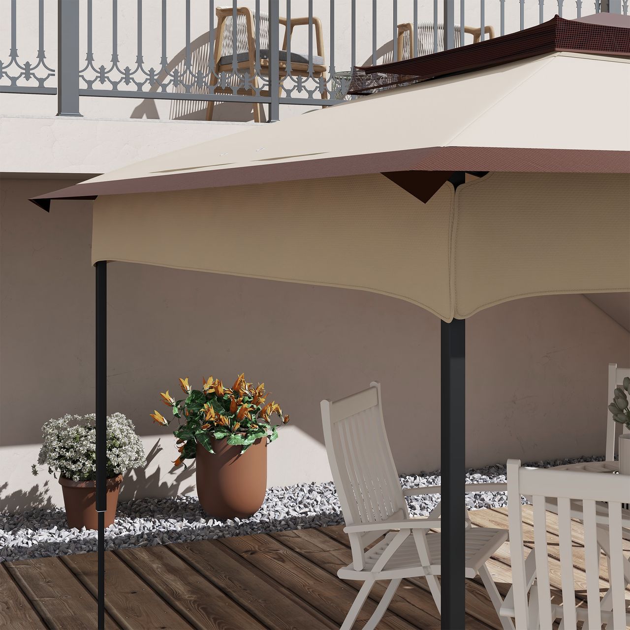 Outsunny 3.25mx3.25m 2-Tier Gazebo Cover Replacement, 30  UV Protection, Beige