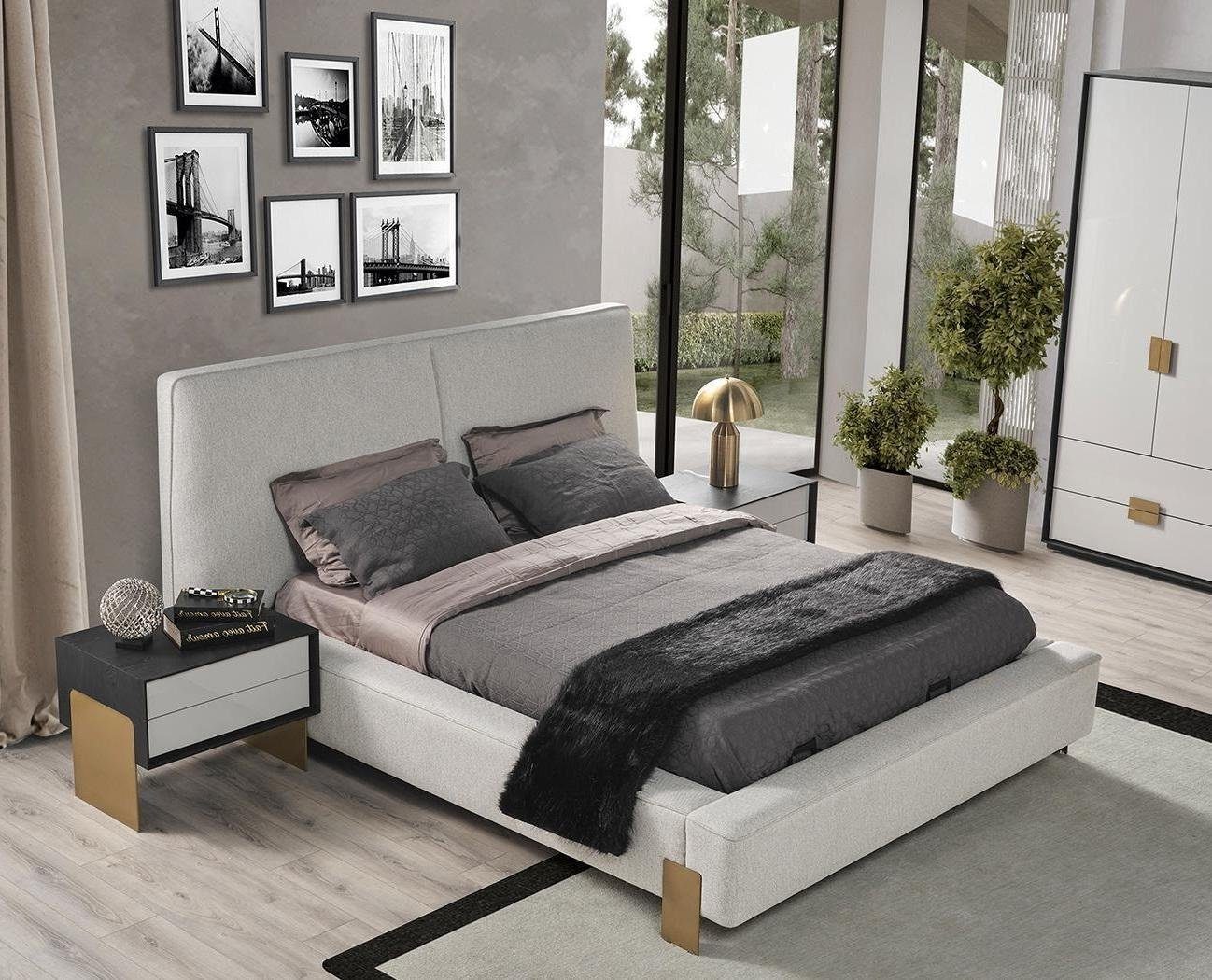 JVmoebel Schlafzimmer-Set Luxuriöses Schlafzimmer Set Designer Doppelbett 2x Nachttische, (3-St., Bett, 2x Nachttische), Made in Europa