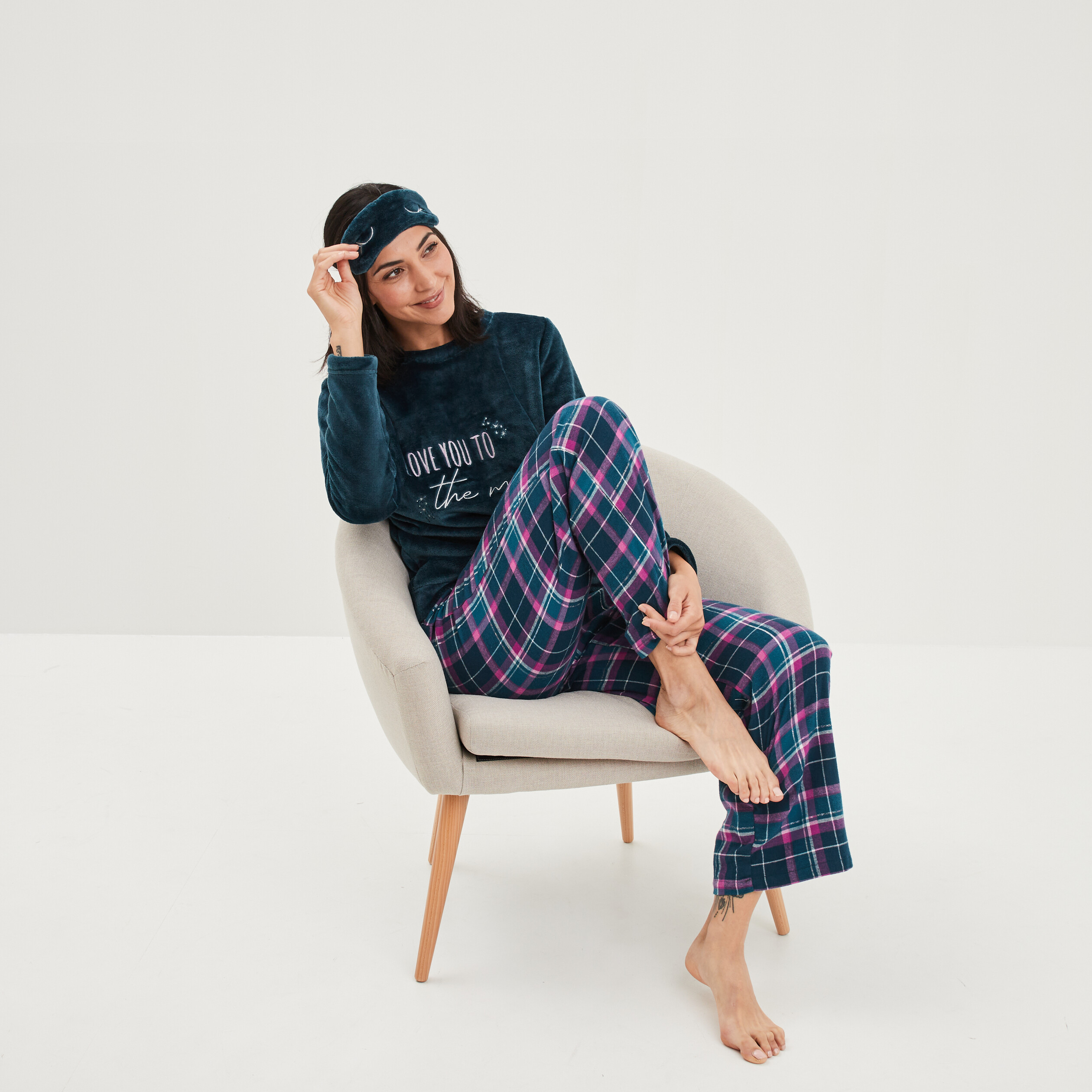 Ensemble pyjama 3 pièces violet femme | La Halle