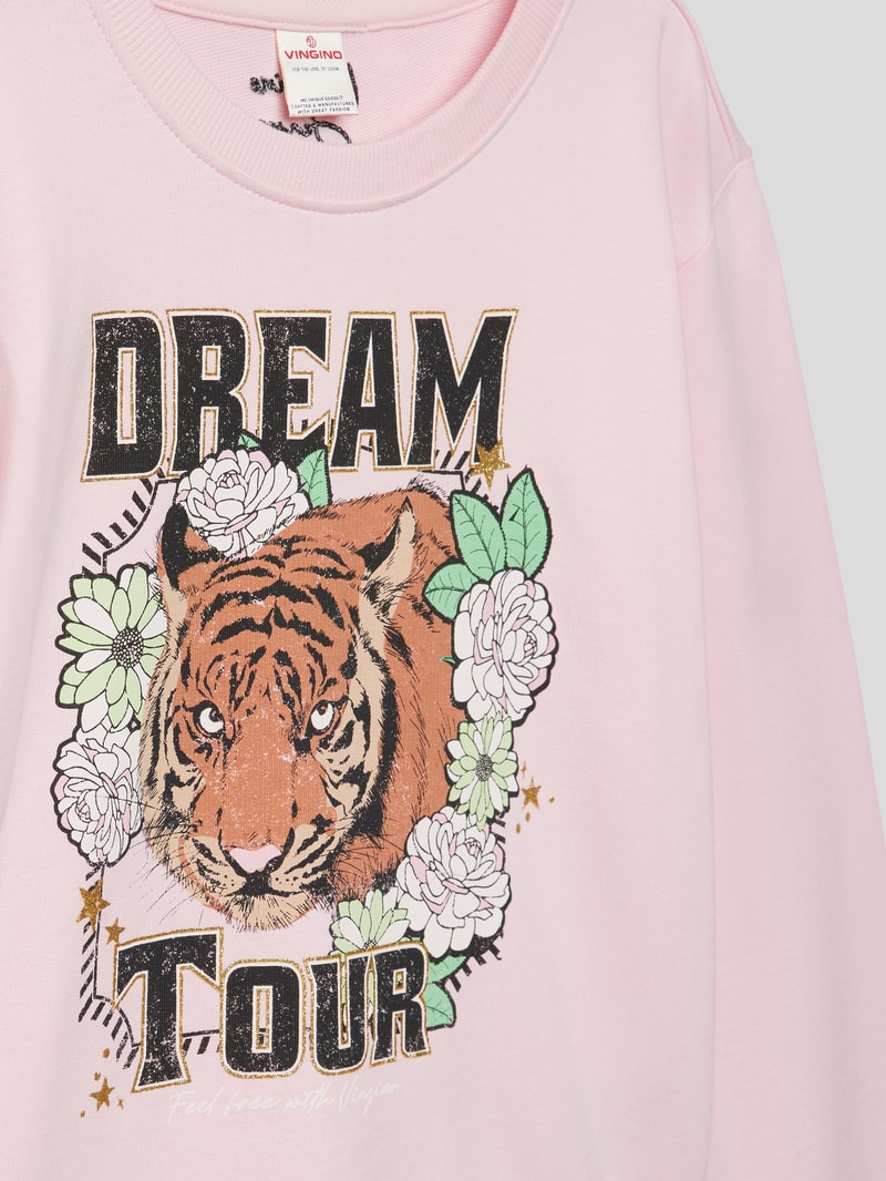 Sweatshirt mit Statement- und Motiv-Print Modell 'NINNY' in rosa