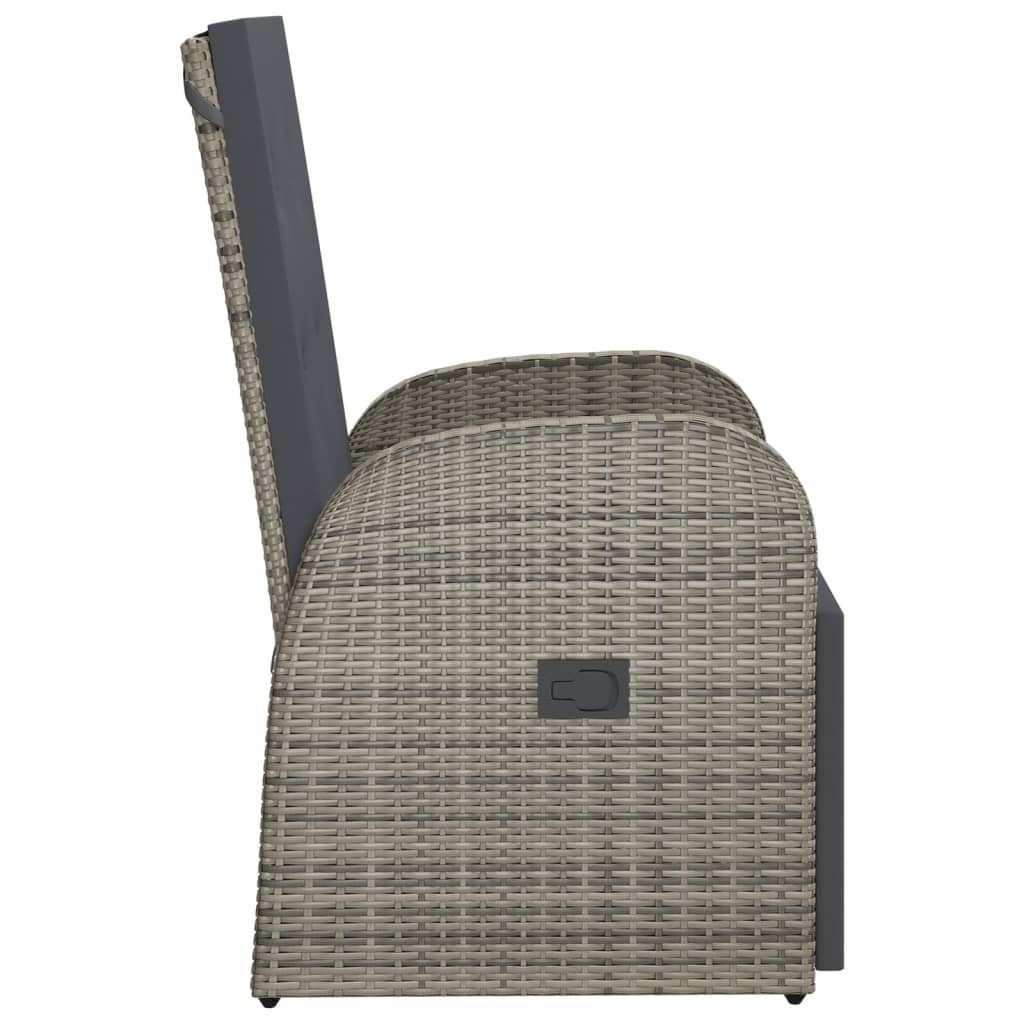 vidaXL Gartenstuhl Garten-Liegestuhl mit Auflage Poly Rattan Grau (1 St)
