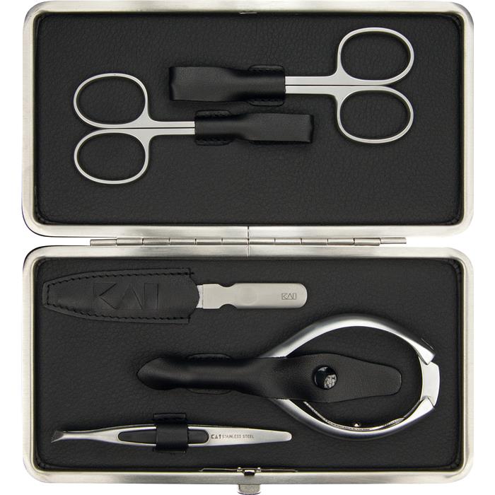 Nagelpflege-Set im Nappaleder-Stahlrahmen-Etui 5-teilig