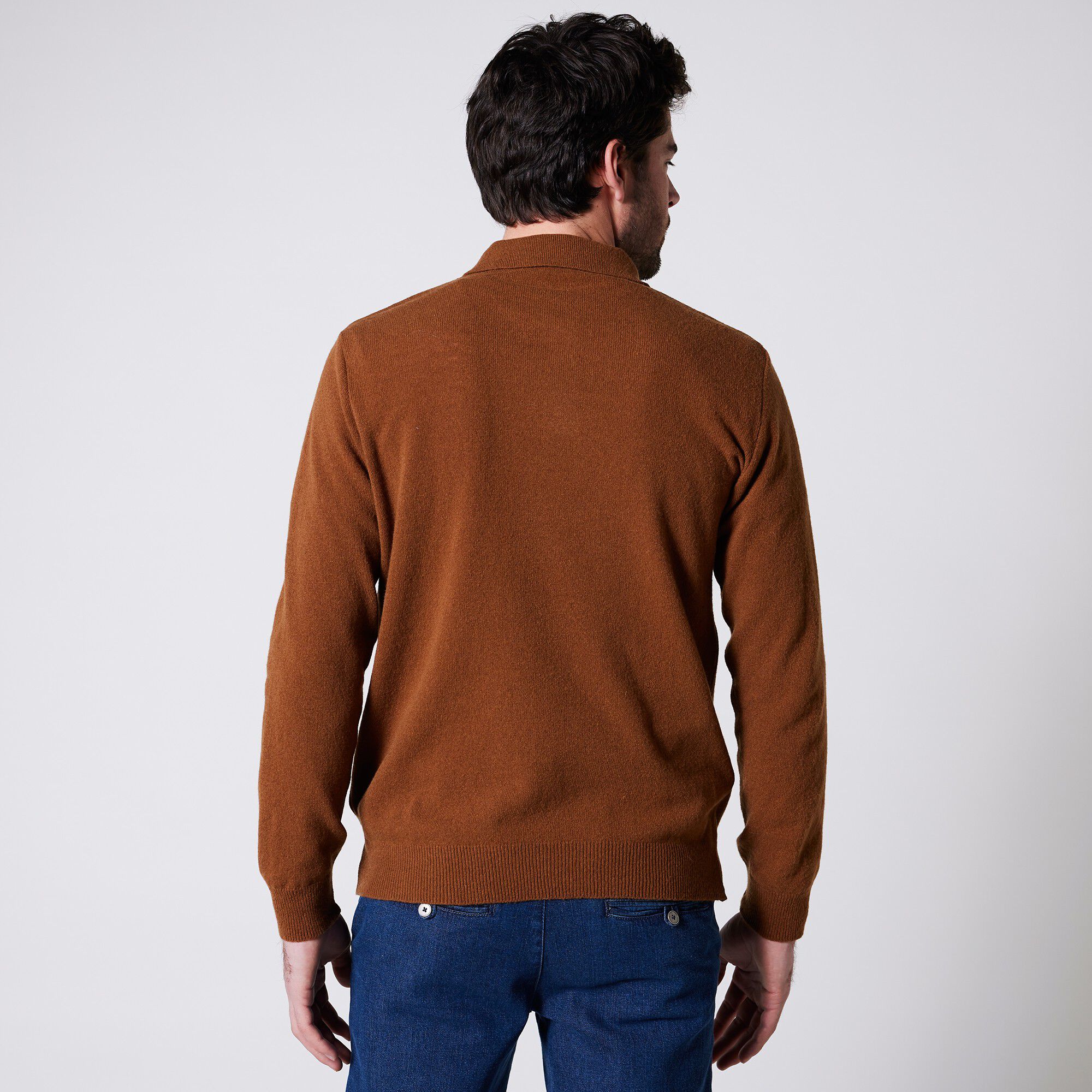 Pull col polo boutonné 80% laine