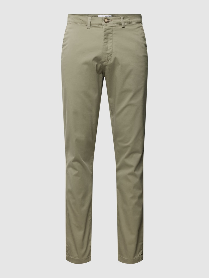Slim Fit Hose mit Paspeltaschen am Gesäß Modell 'Miles' in khaki