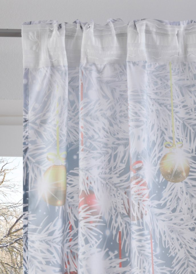 Vorhang mit weihnachtlichem Druck (1er Pack)