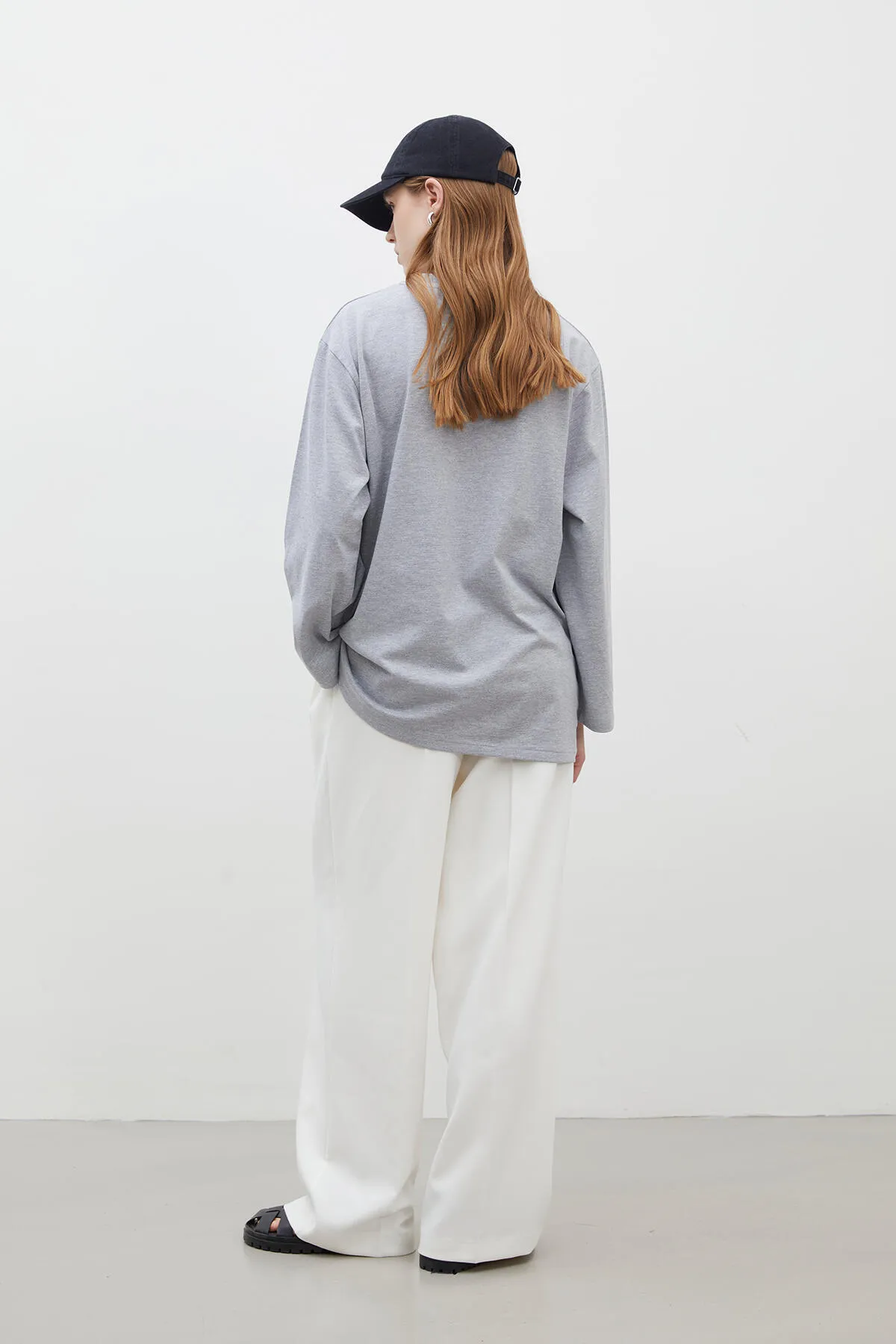 Manuka  OVERSIZE-LANGARM-T-SHIRT AUS BAUMWOLLE GRAU-MELANGE