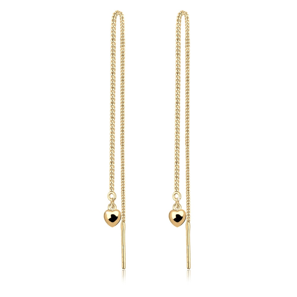 Elli Elli Boucles d'Oreilles Herz Kette Hänger 925 Silber vergoldet Boucles d'oreilles