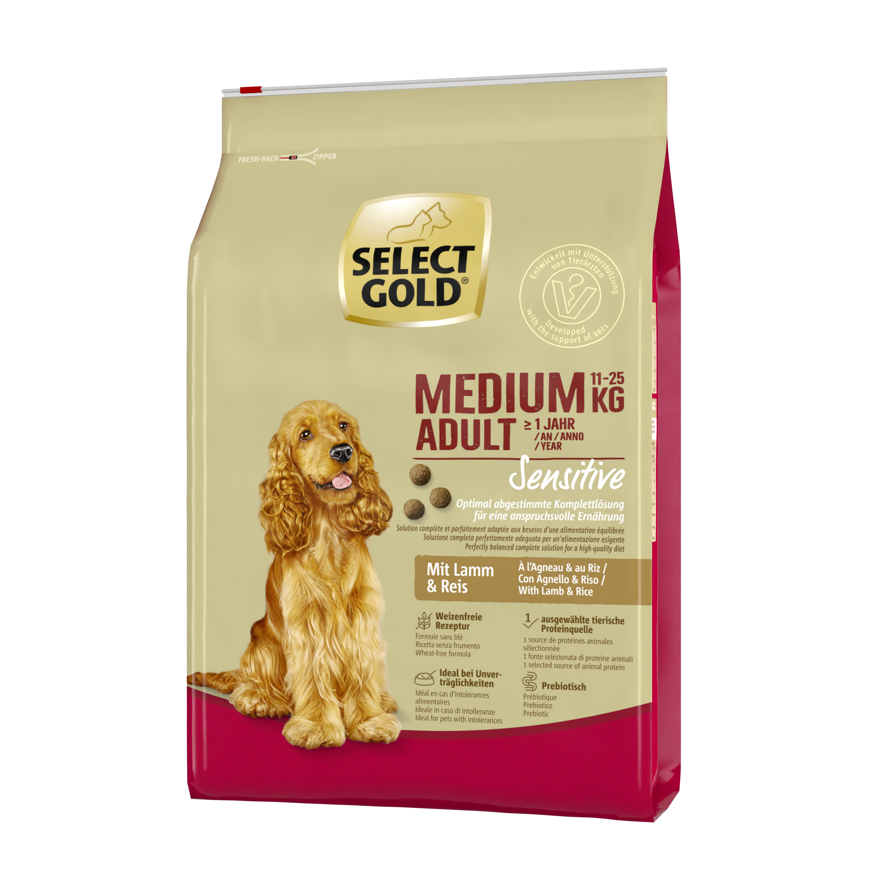SELECT GOLD Hundetrockenfutter SELECT GOLD Sensitive Adult Medium Lamm & Reis 4 kg
