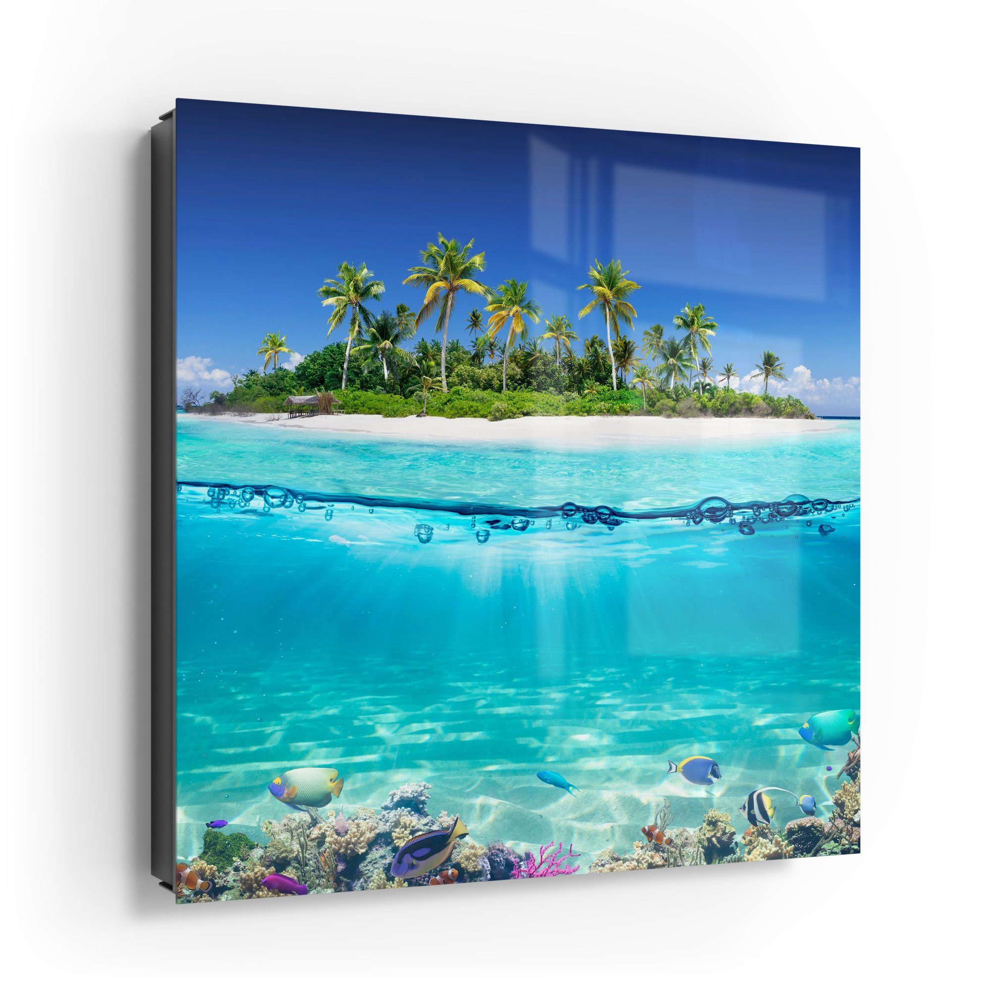 DEQORI Schlüsselkasten 'Insel im tropischen Meer', Glas Schlüsselbox modern magnetisch beschreibbar