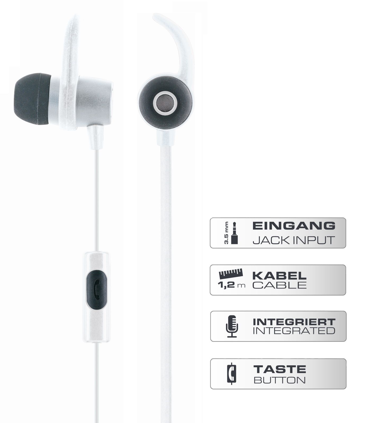 Schwaiger KH470W 512 weiße In-Ear Kopfhörer mit Slimkabel