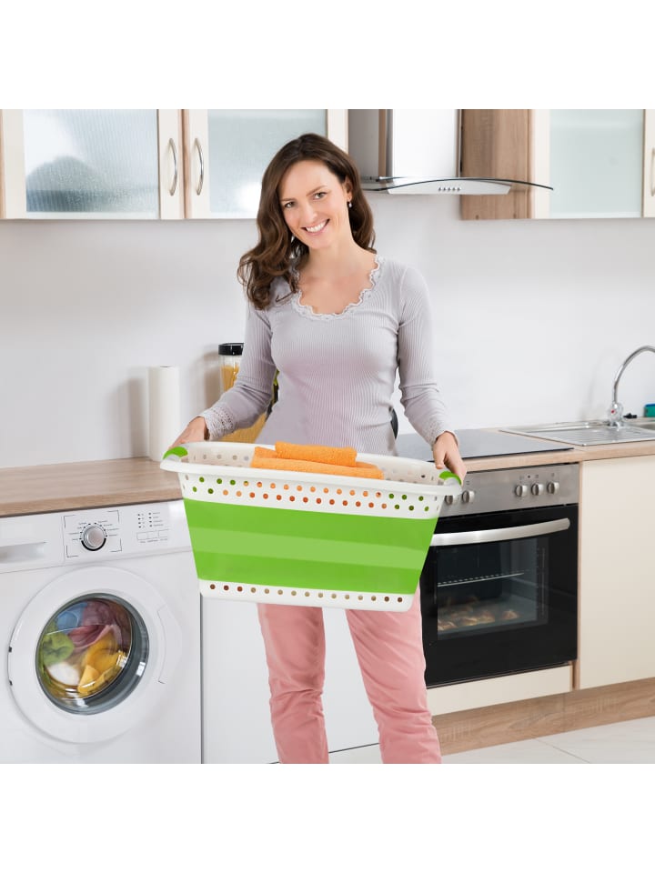 relaxdays Wäschekorb in Hellgrün - (B)61 x (H)27 x (T)45,5 cm günstig kaufen onesize