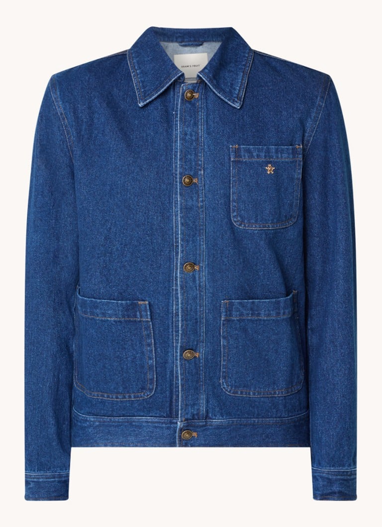 Giacca di jeans aderente Bram's Fruit con tasche applicate.