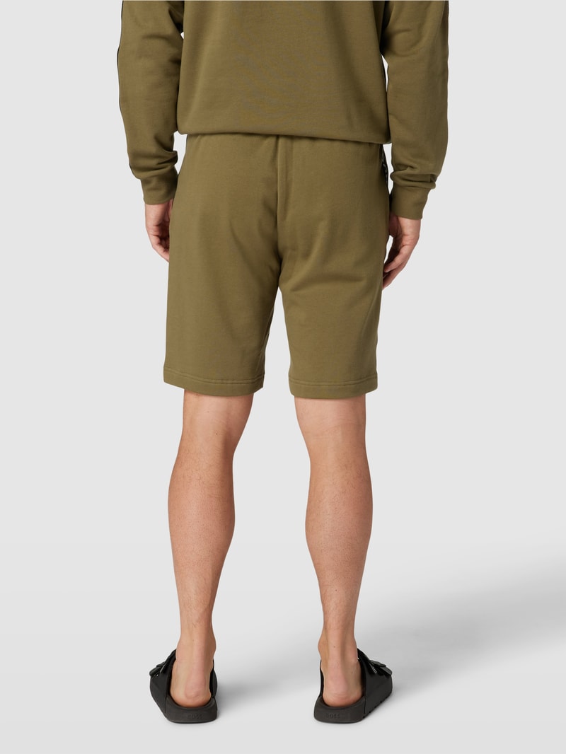 Sweatshorts mit Logo-Details Modell 'Sporty' in olivgrün