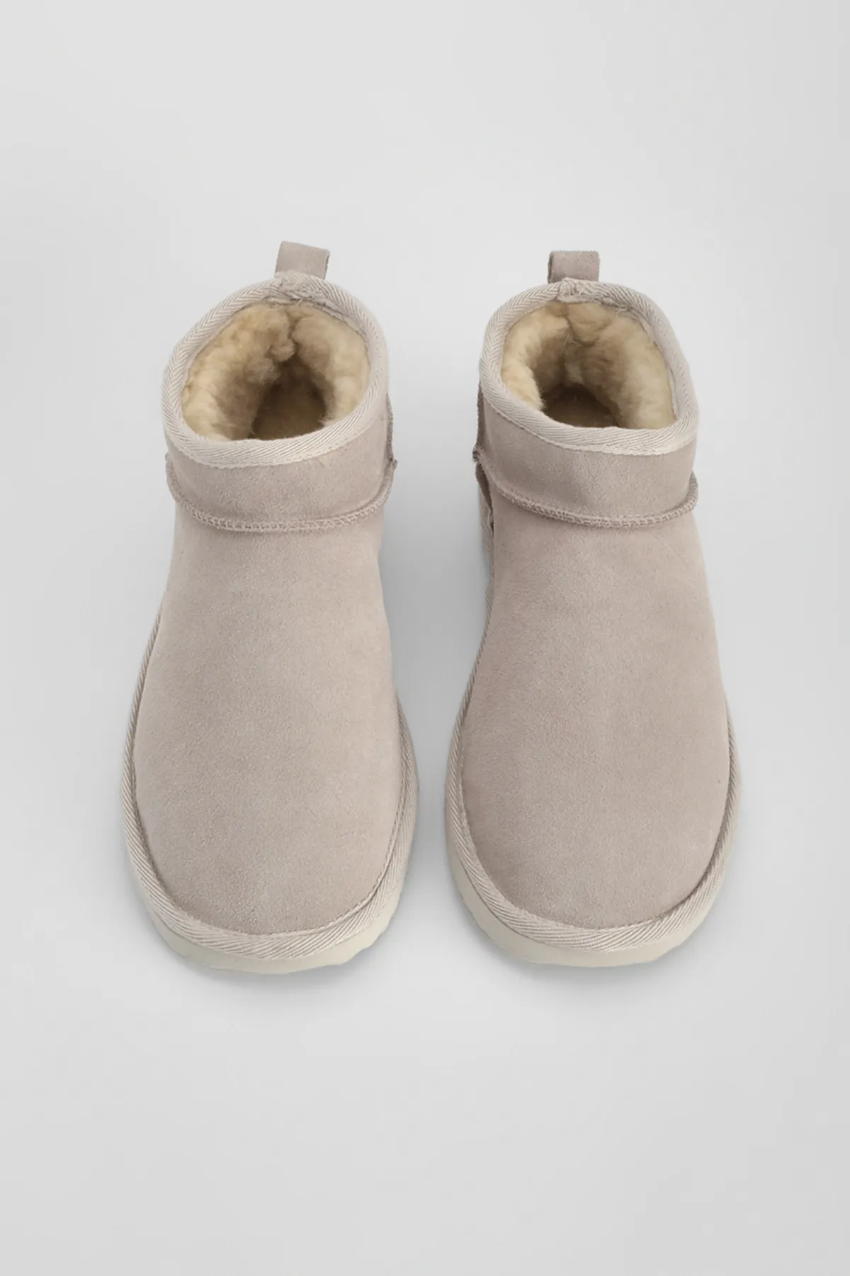 Marjin  Damen Stiefeletten aus echtem Leder mit Fell innen, Minigröße Rolen, Beige Wildleder