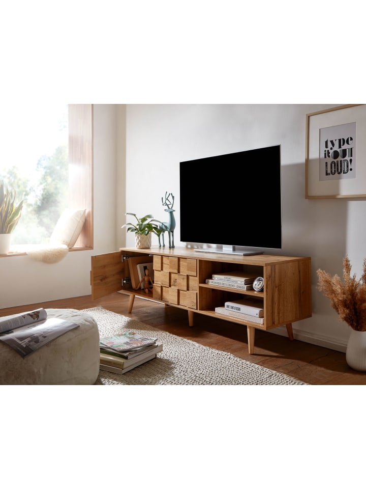 KADIMA DESIGN Eichen-Dekor Lowboard, TV-Unterschrank, Aufbewahrung, bis 70-Zoll TV günstig kaufen onesize