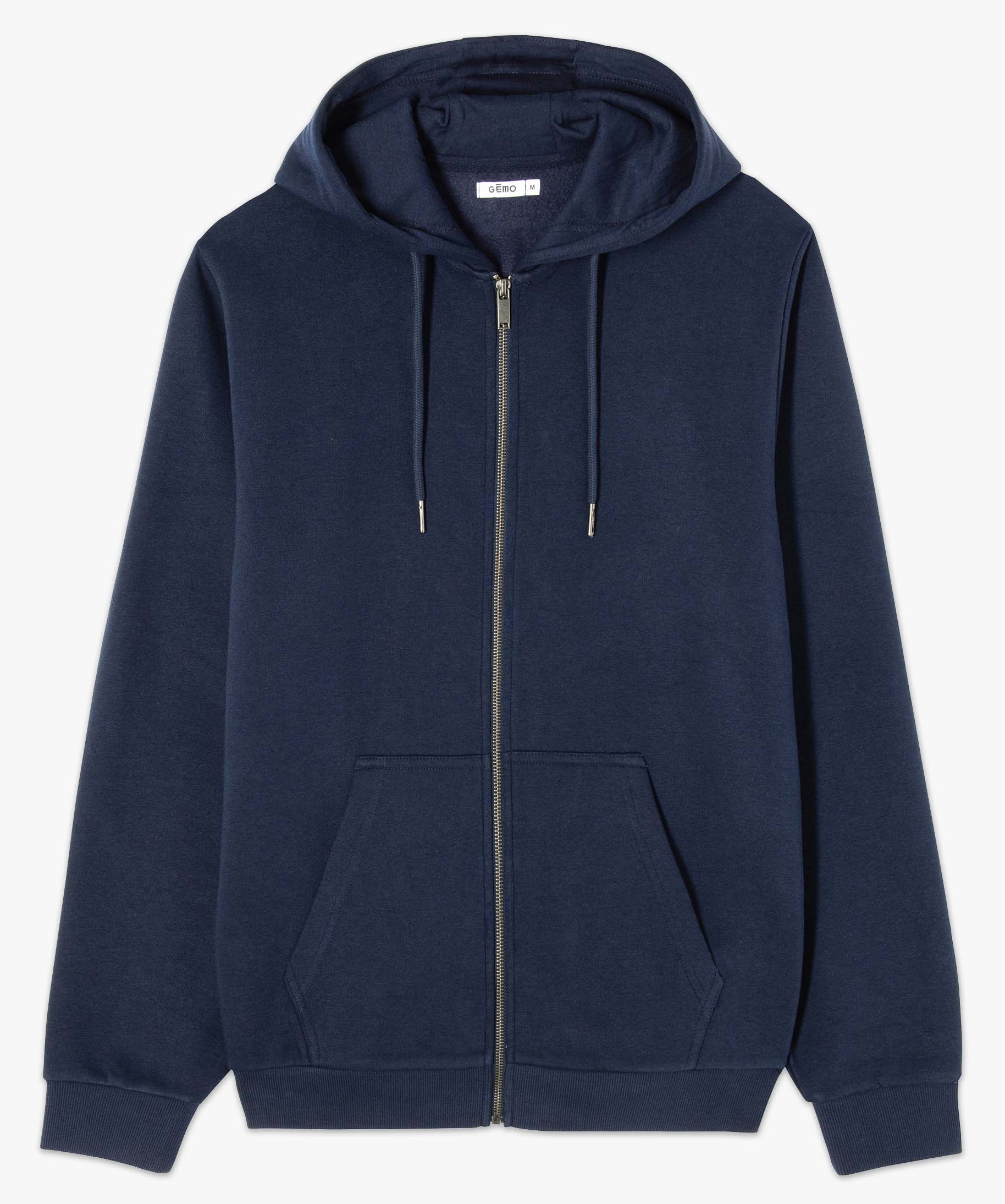 Sweat zippé à capuche homme bleu | GEMO