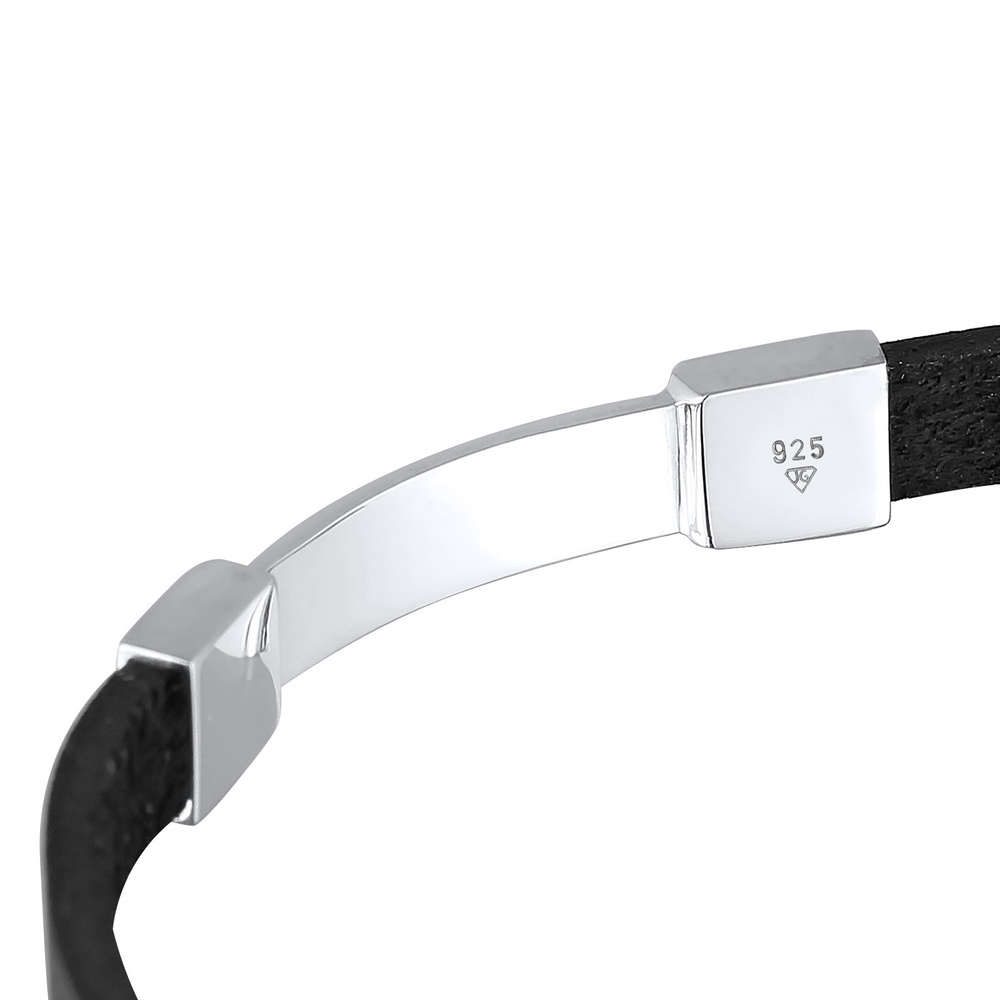 KUZZOI KUZZOI Bracelet Plaque de Bouclier pour Homme en Cuir Véritable Élégante en Argen Bracelet