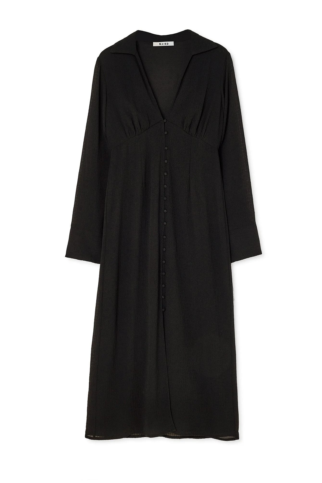 Midikleid mit V-Ausschnitt und Knopfleiste