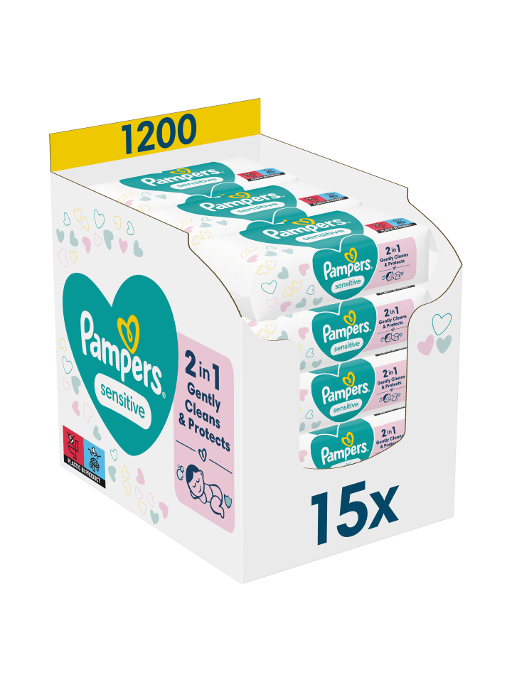 Pampers Pampers Sensitive Feuchttücher 15 Packungen = 1200 Feuchttücher günstig kaufen onesize