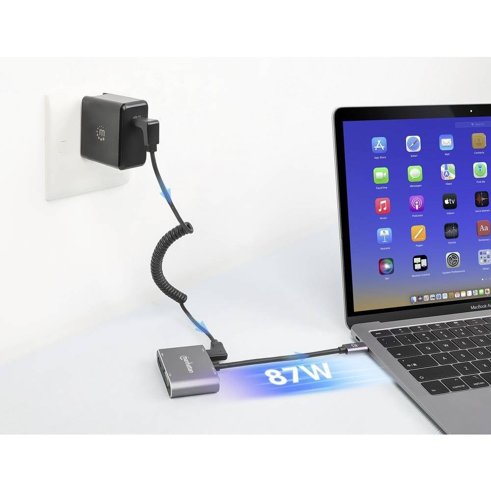 MANHATTAN Laptop-Dockingstation USB-C auf HDMI & VGA 4-in-1 Docking, USB-C® Power Delivery