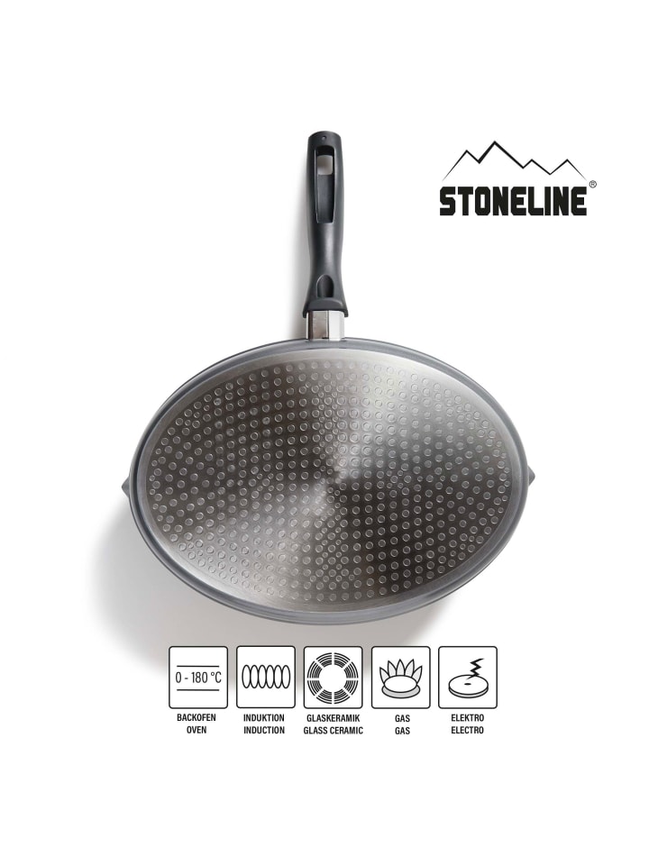 Stoneline Fisch- und Schnitzelpfanne Oval 35x24 cm | mit Deckel in Grau günstig kaufen 35 x 24 cm
