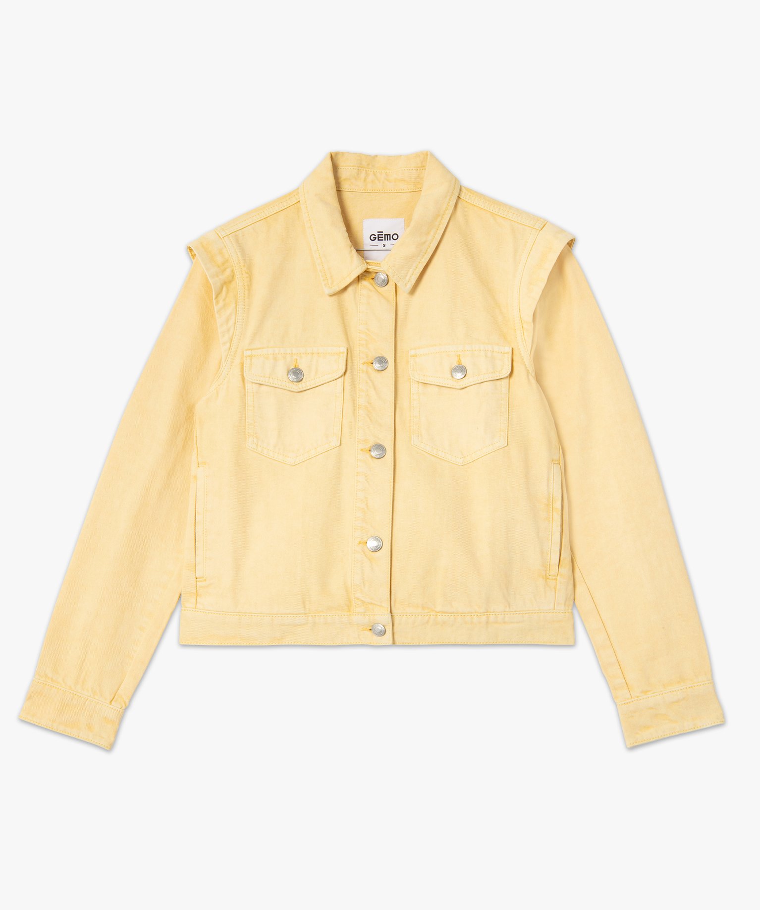 Veste femme en denim à épaulettes jaune | GEMO