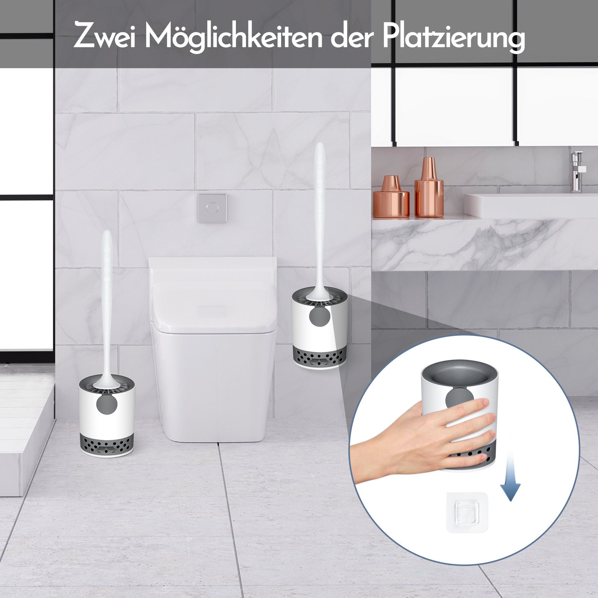 Homewit WC-Reinigungsbürste WC Bürste Toilettenbürste aus Silikon Klobürste mit Halter Set, für Badezimmer oder Gäste-WC, (Set, 1-tlg., Premium Klobürste), mit Antibakteriell ohne Bohren Klobürstenhalter