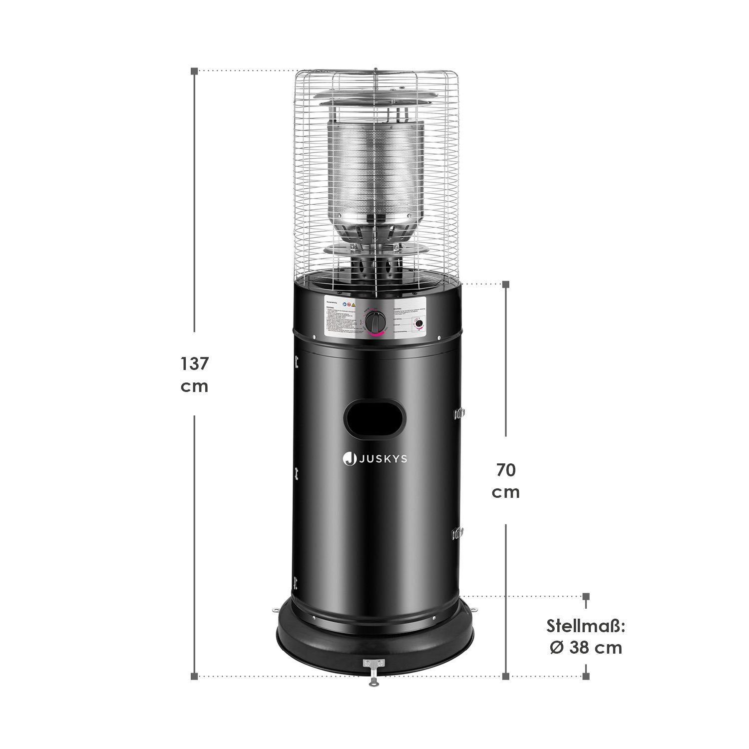 Juskys Heizstrahler Cuna, 11000 W, integrierter Kippschutz, Inkl. Druckminderer, robuste Schutzhülle