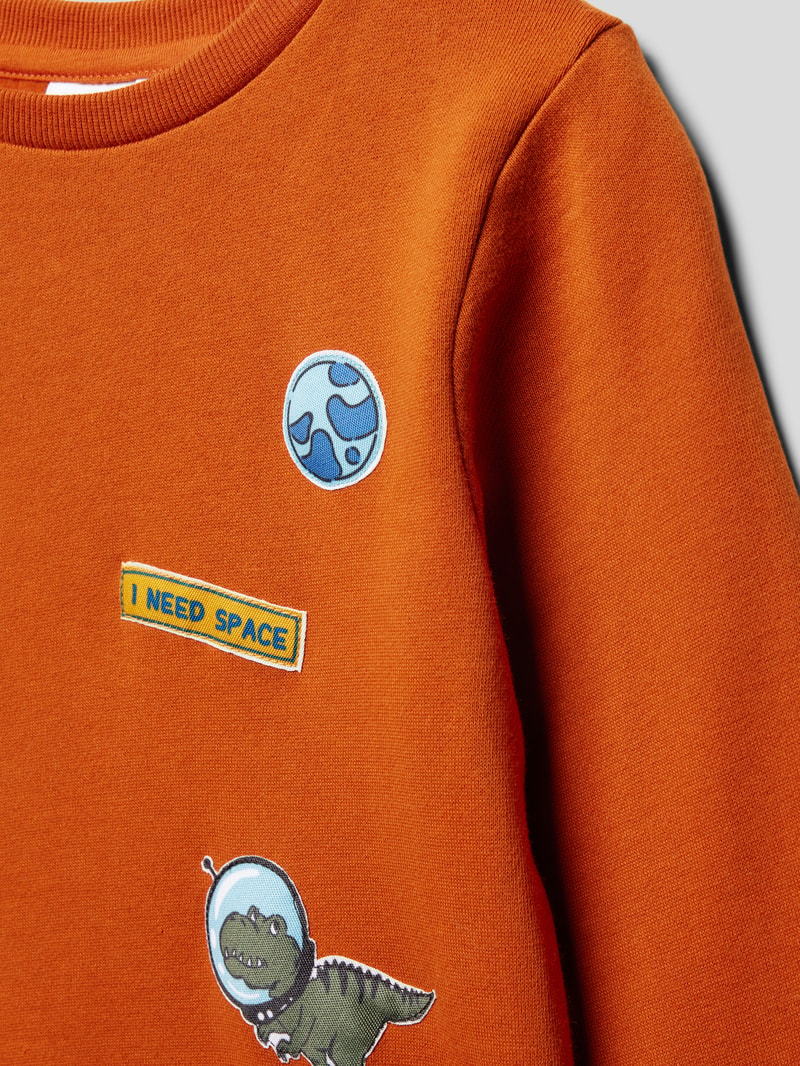 Sweatshirt mit Motiv-Print in orange