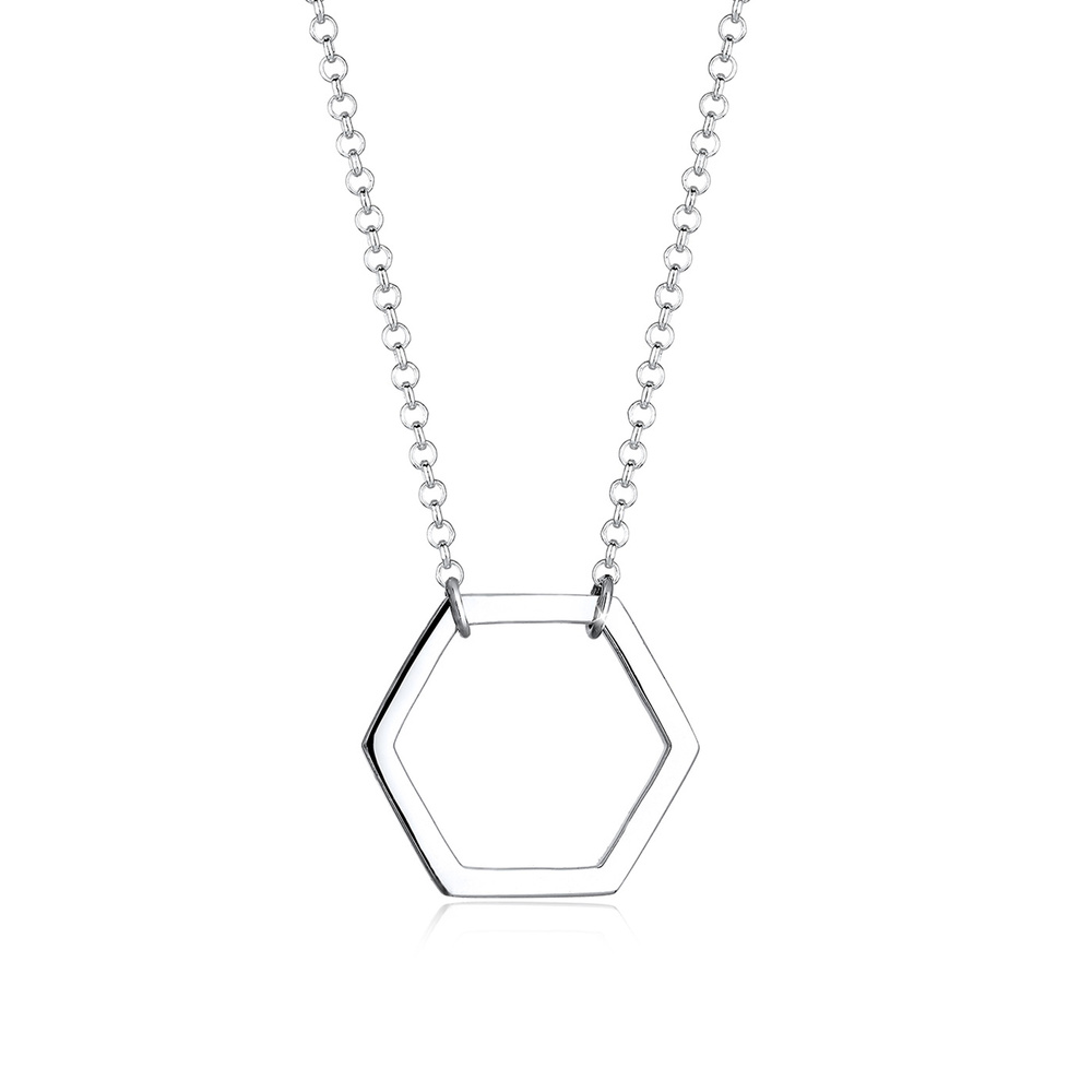 Elli Elli Collier Femme Forme Hexagone - (925/1000) Argent Bijoux