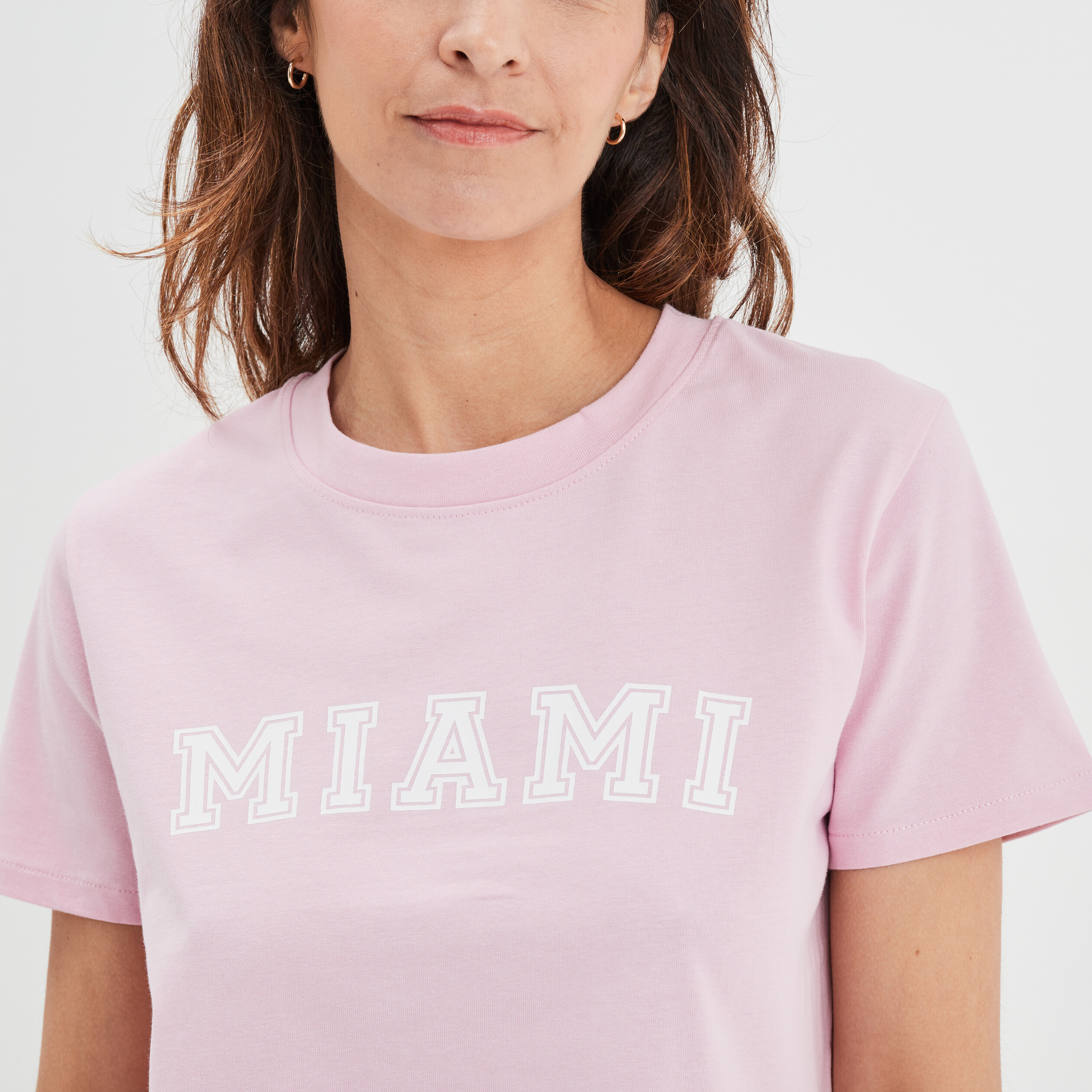 T-shirt pyjama manches courtes coton rose poudrée femme | La Halle