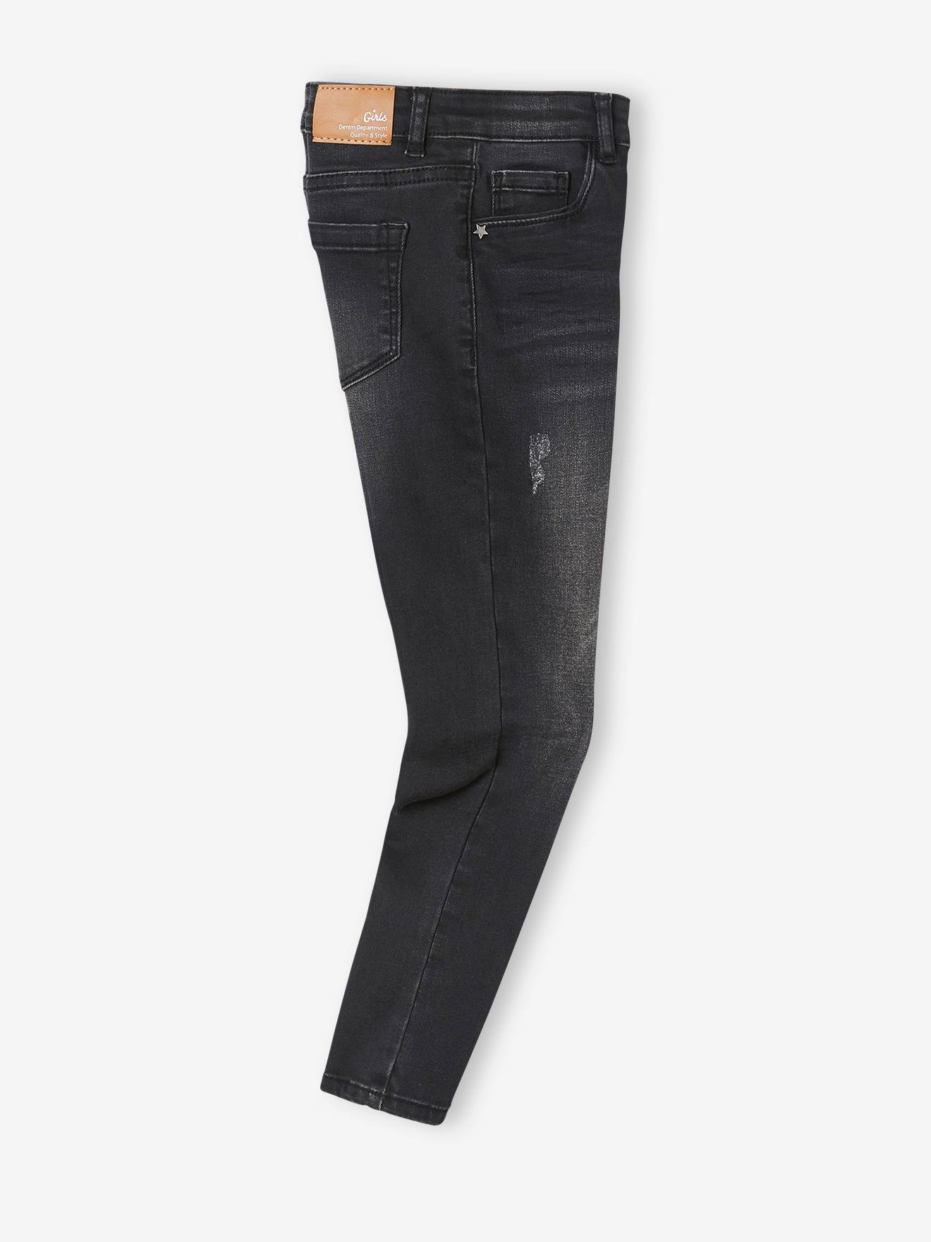 Vertbaudet Mädchen Slim-Fit-Jeans WATERLESS, Hüftweite REGULAR - dark blue