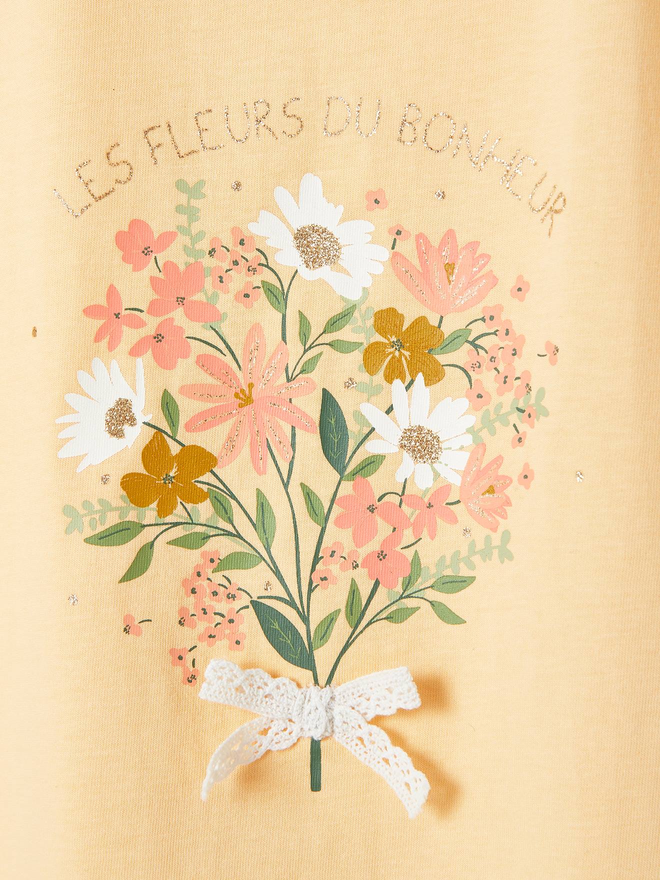 Vertbaudet Mädchen T-Shirt mit Volantärmeln - dunkelrosa