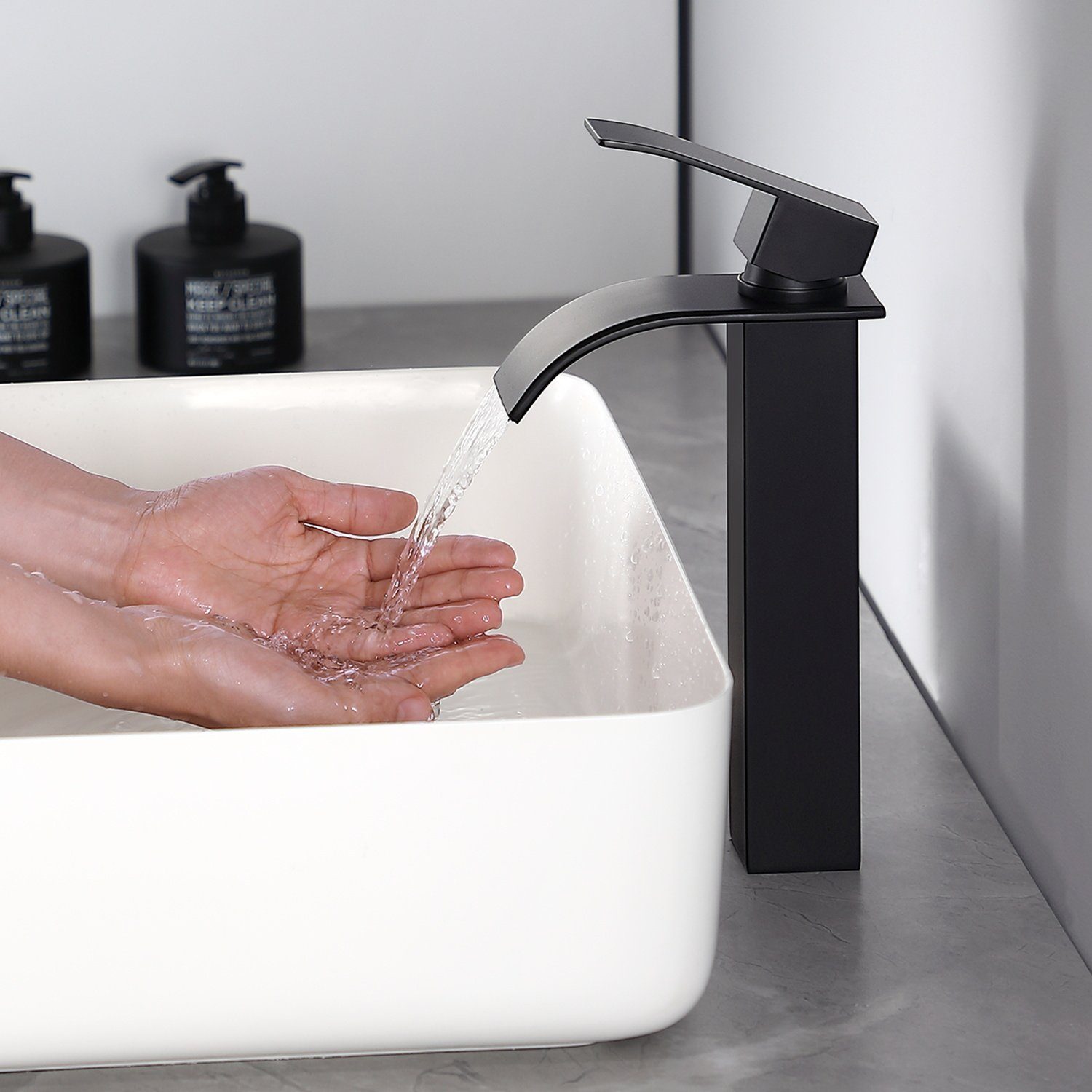 CECIPA Waschtischarmatur Waschbecken Armatur Wasserfall Wasserhahn mit Hoher WasserfallAuslauf