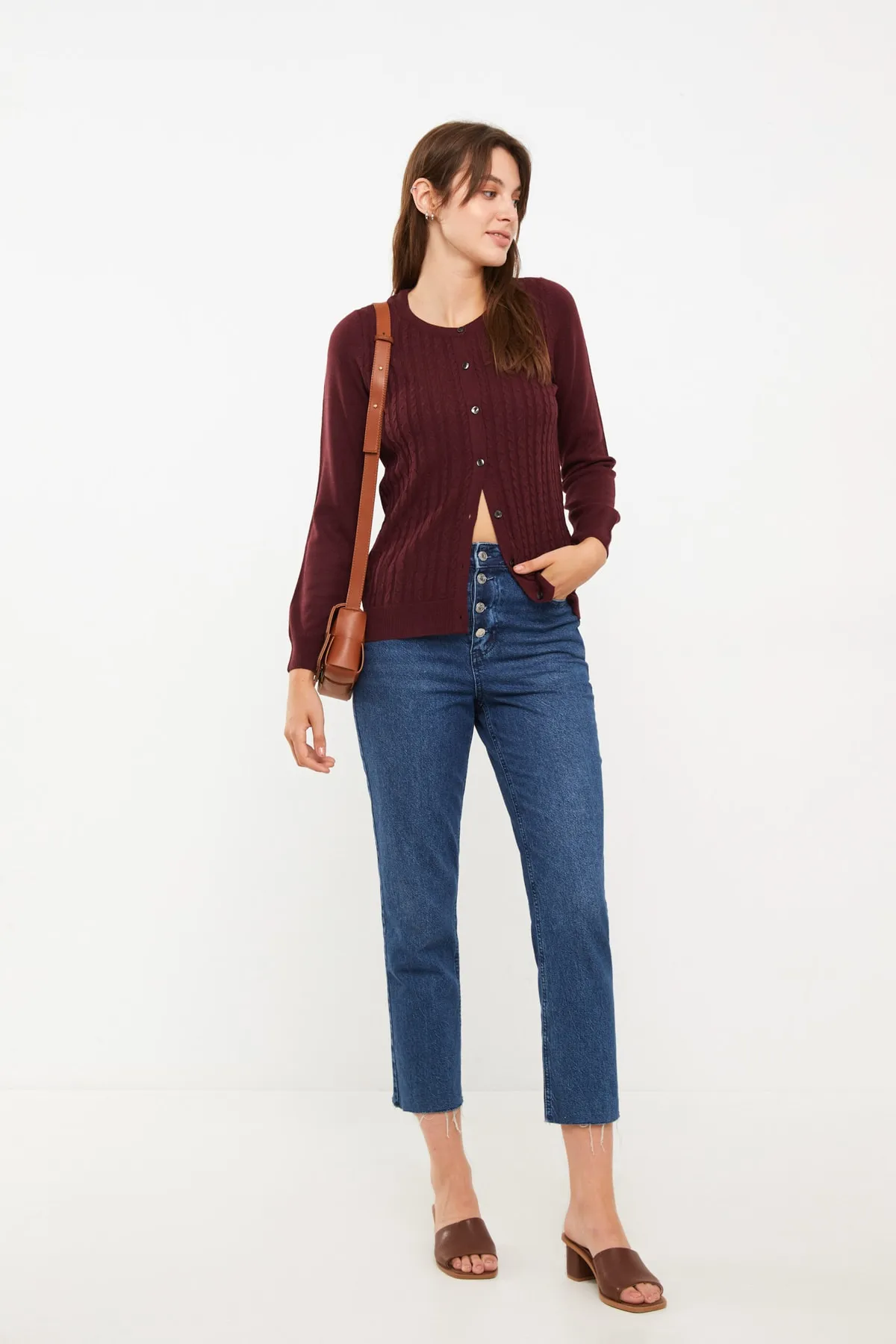LC Waikiki  Strickjacke - Bordeaux - Regular Fit