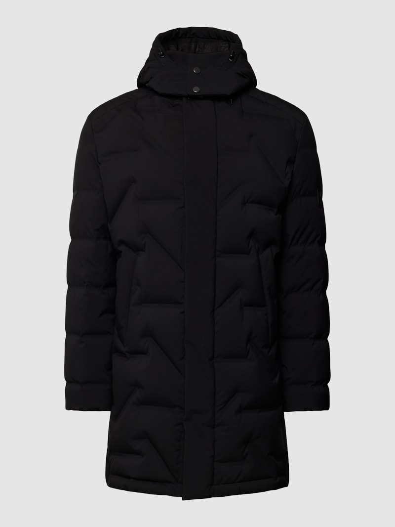 Steppjacke mit abnehmbarer Kapuze in schwarz