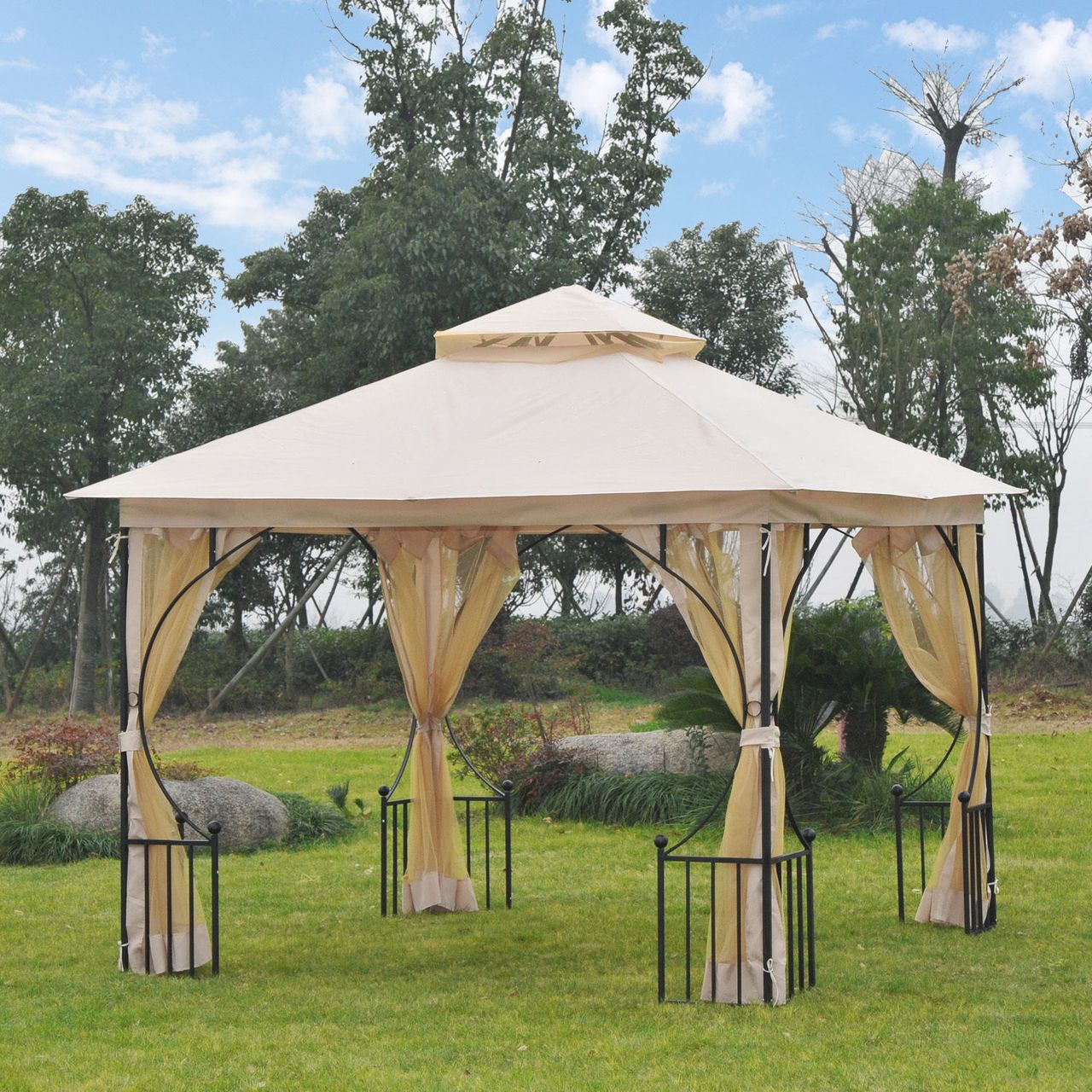 Outsunny Pavillon, Doppeldach 3x3m
