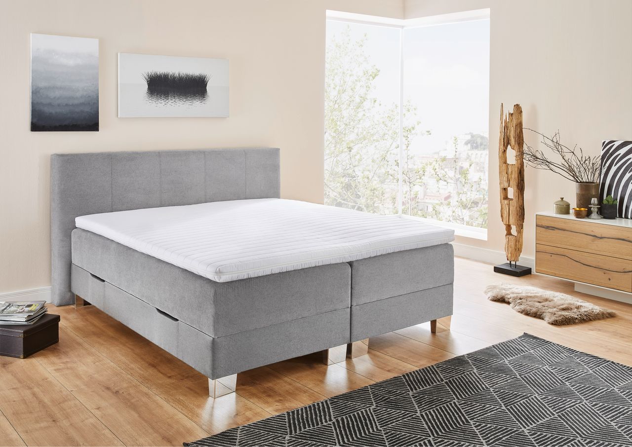 Sun Garden Boxspringbett mit Bettkasten Donau grau 180x200