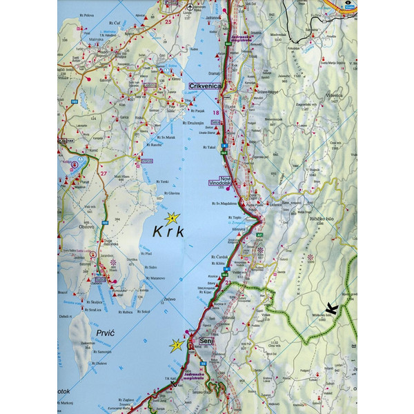 Dalmatinische Küste, Rijeka - Cres - Krk - Kornaten - Zadar - Split - Brac - Dubrovnik, Autokarte 1:150.000 - Straßenkarte