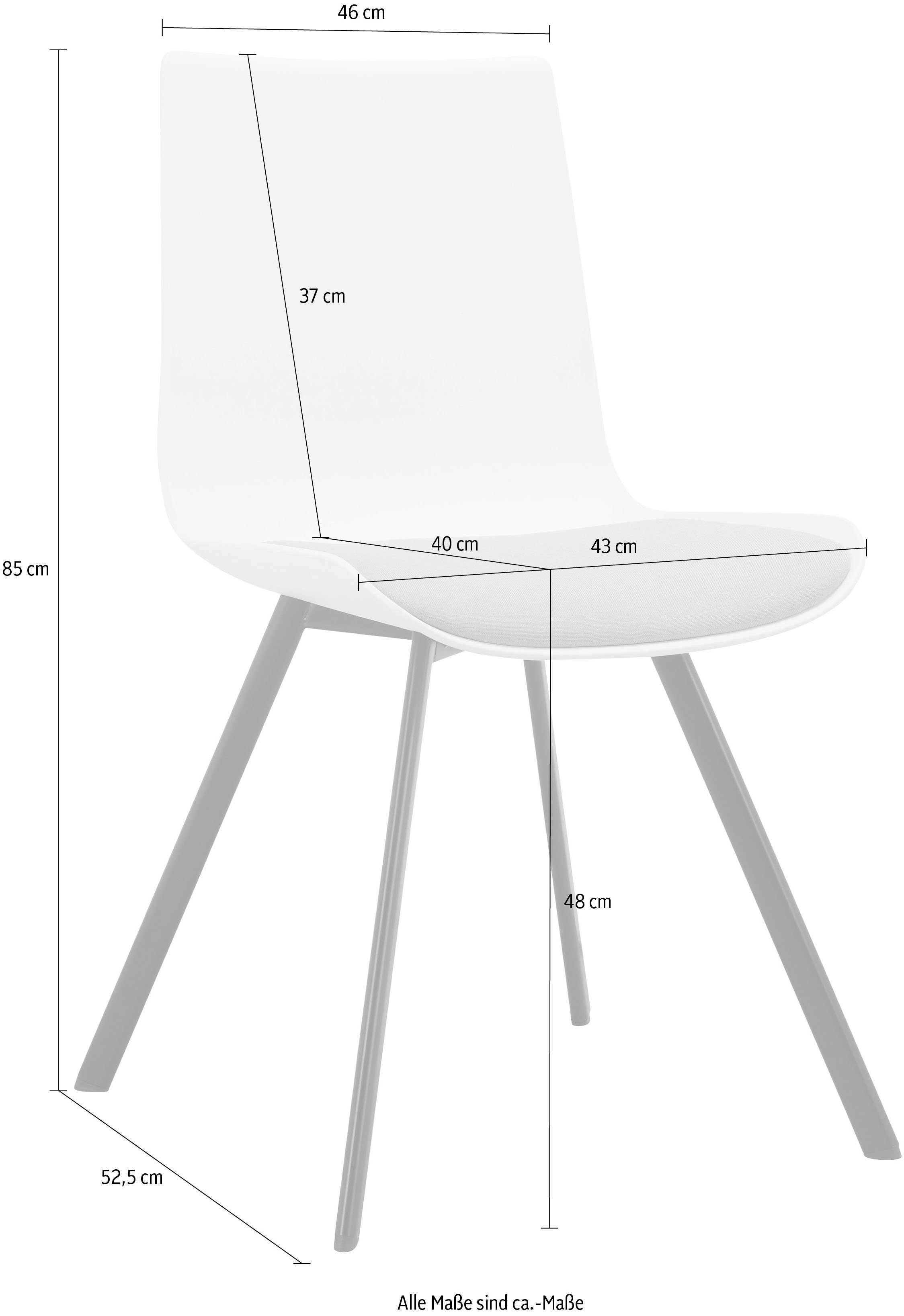 INOSIGN Esszimmerstuhl Ayden (2 St), festmontierte Sitzkissen, Gestell aus Metall, Sitzhöhe 48 cm