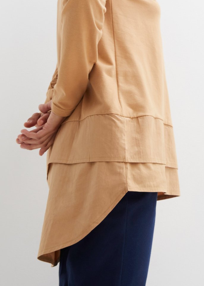 Longshirt mit Bluseneinsatz