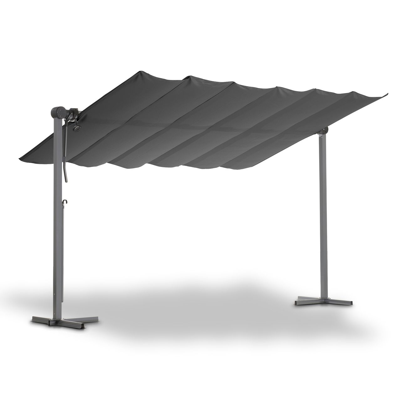 LECO Sonnendach Waved – faltbare Aluminium Terrassenüberdachung 4 x 2,5 m inkl. Schutzhülle – Anthrazit