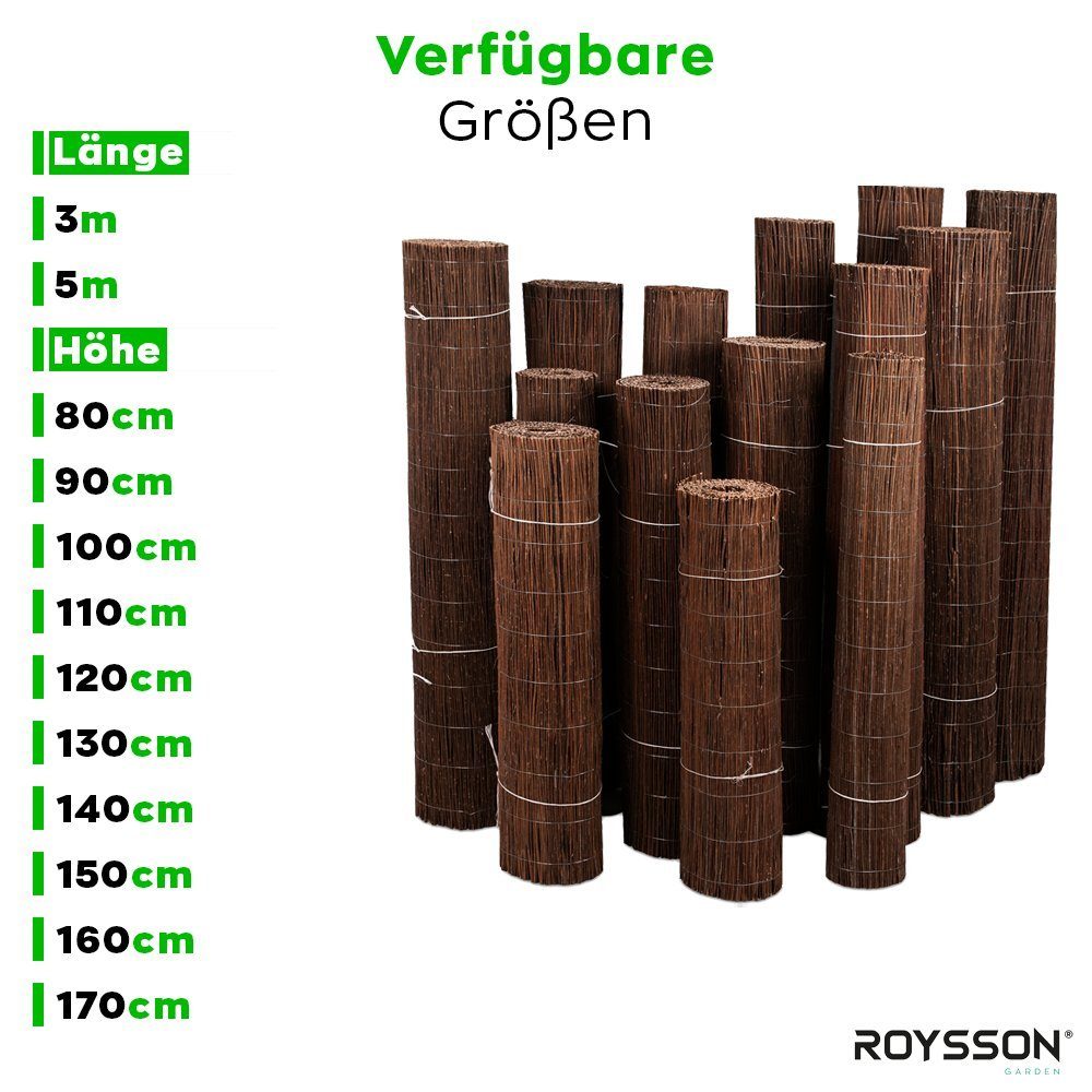Roysson Garden Weidenzaun Weidenmatte balkon weide sichtschutz weidenzaun 5 m / 80 cm