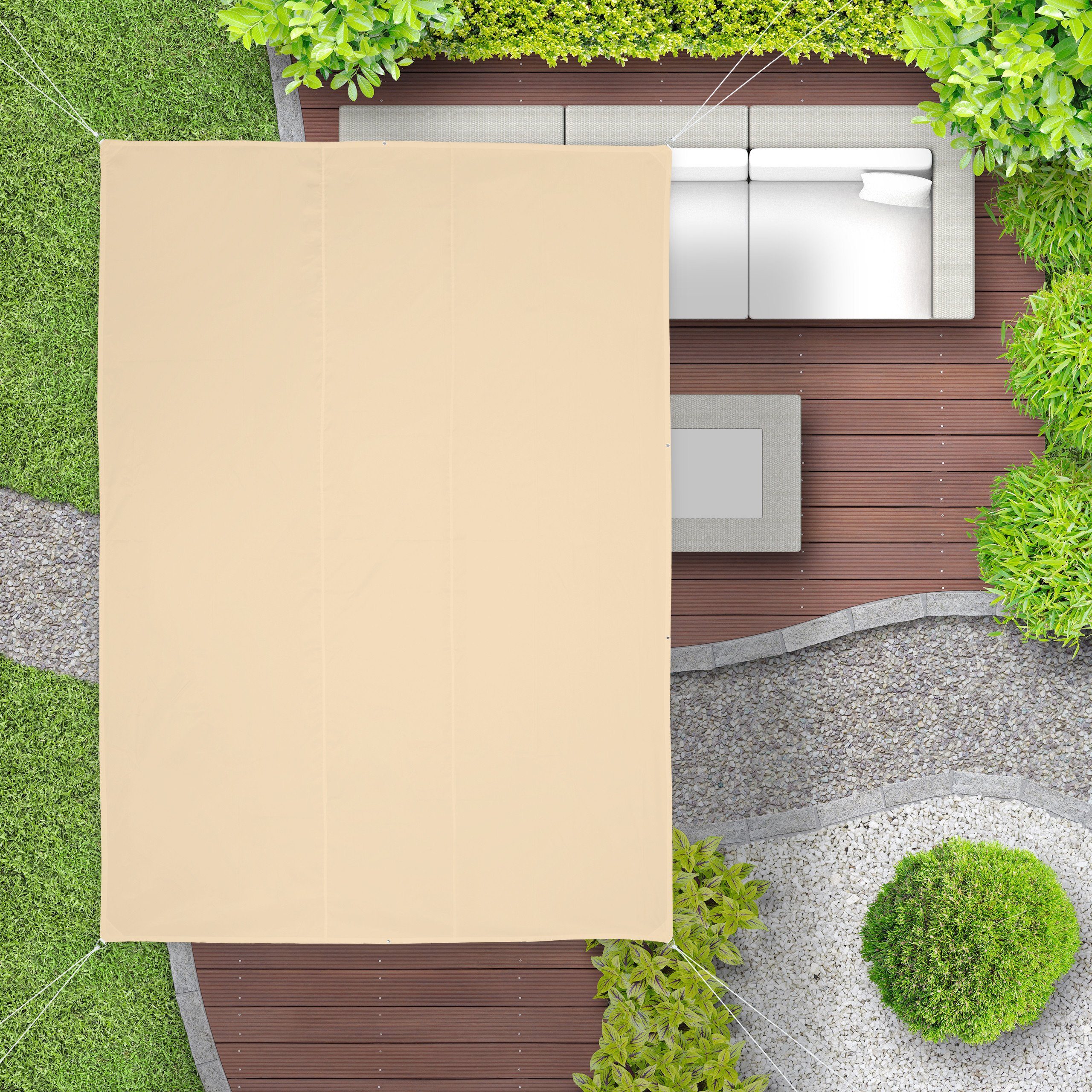 relaxdays Sonnensegel Sonnensegel beige rechteckig, 3,5 x 4,5 m