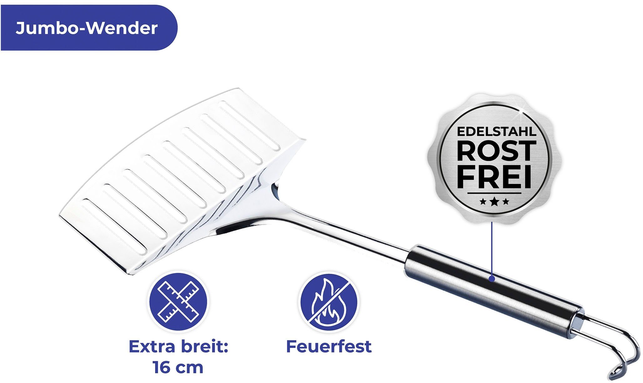 Maximex Servierzange Gourmet, mit Jumbo Pfannenwender, Multifunktioneller Küchenzange, Edelstahl