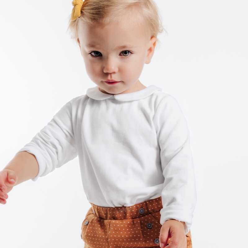 T-shirt col claudine uni beige bébé fille