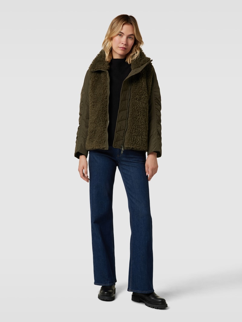 Jacke in Two-Tone-Machart in khaki