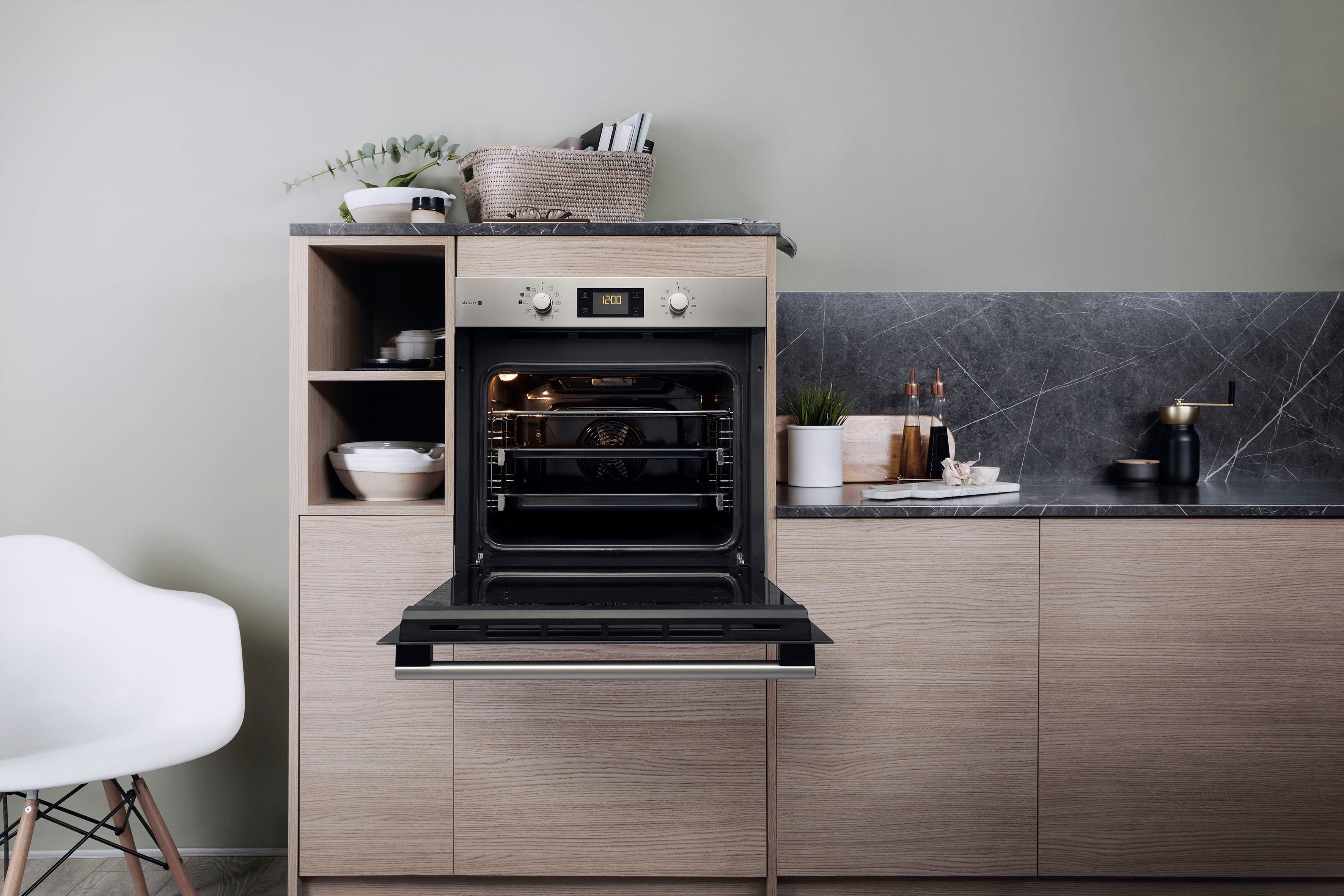 BAUKNECHT Backofen-Set BAKO 700 STEAM, mit 2-fach-Teleskopauszug